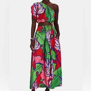 ❌sold❌FARM RIO
Tropical Bunch One-Shoulder Midi Dress